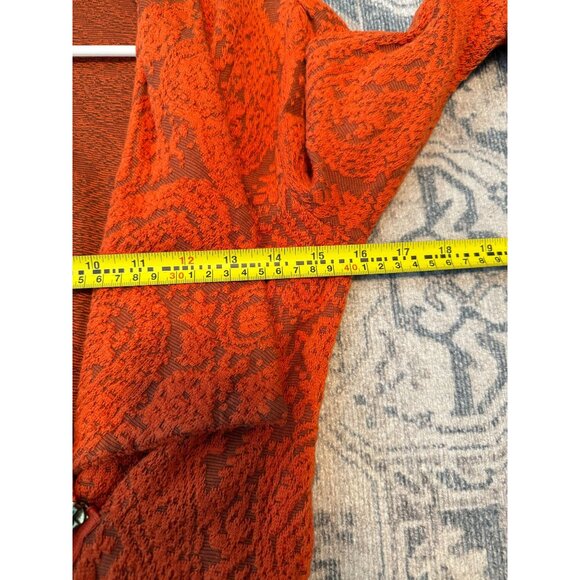 MOTH Anthropologie Jacquard Moto Zip Jacket Orange Small Stretch Long Sleeves - Picture 10 of 12